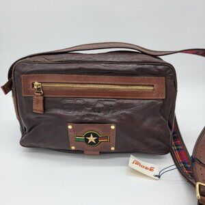 NWT Vintage Gemel Bag Leather Italian VTG Purse 1980s 1970s Tartan Liner NEW